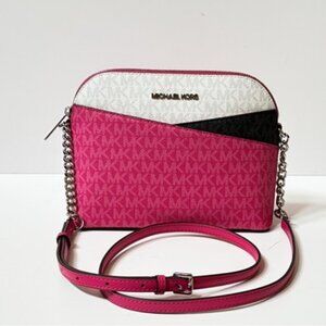 Michael Kors Jet Set Medium Signature Logo Color Block Dome Crossbody Bag NWT